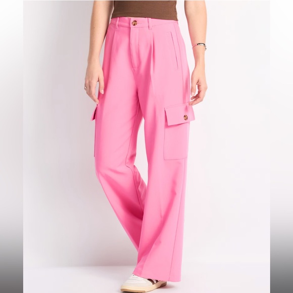 NEW Pistola Brynn Pink High Rise Relaxed Cargo Trousers - Picture 1 of 7